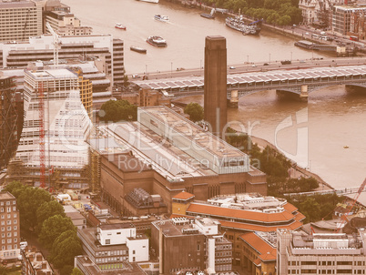 Retro looking Aerial view of London