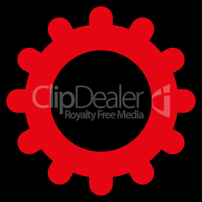 Gear flat red color icon