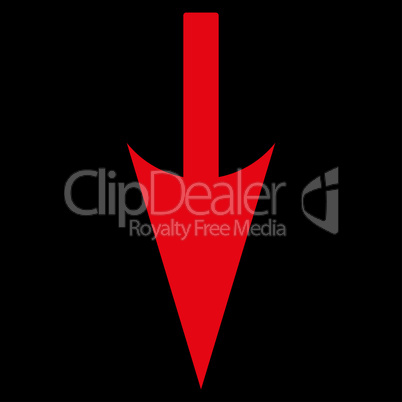 Sharp Down Arrow flat red color icon