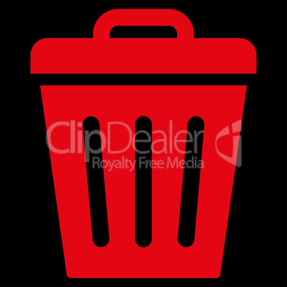 Trash Can flat red color icon