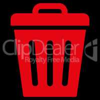 Trash Can flat red color icon
