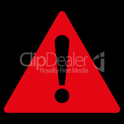 Warning flat red color icon