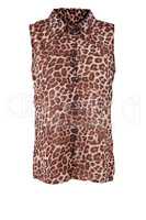 Sleeveless blouse with animal print