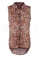 Sleeveless blouse with animal print