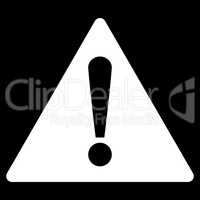 Warning flat white color icon