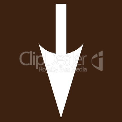 Sharp Down Arrow flat white color icon