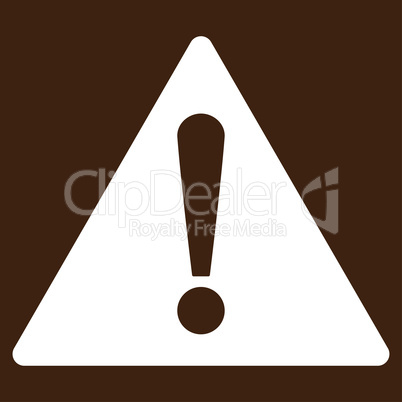 Warning flat white color icon