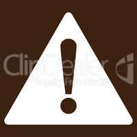 Warning flat white color icon