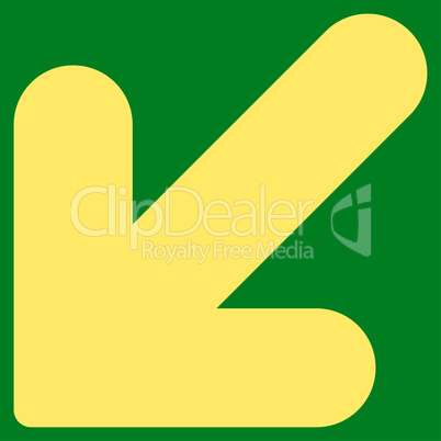 Arrow Down Left flat yellow color icon
