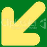 Arrow Down Left flat yellow color icon