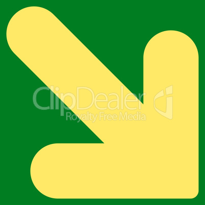 Arrow Down Right flat yellow color icon