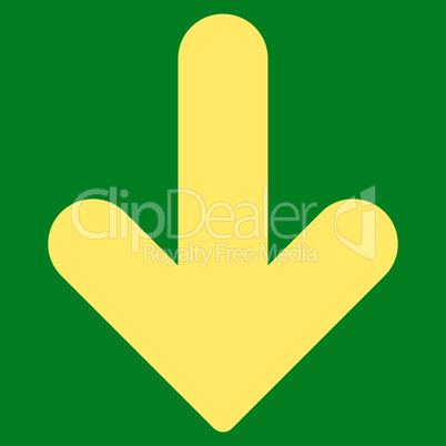 Arrow Down flat yellow color icon