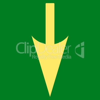 Sharp Down Arrow flat yellow color icon