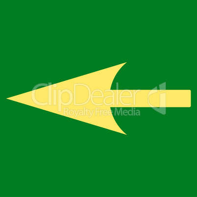 Sharp Left Arrow flat yellow color icon