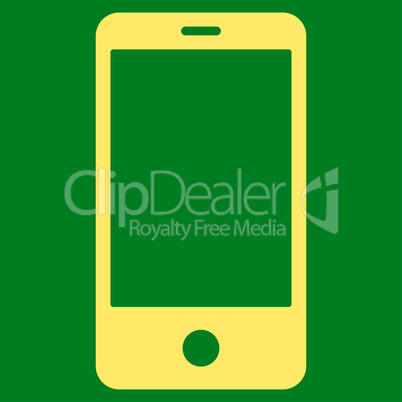 Smartphone flat yellow color icon