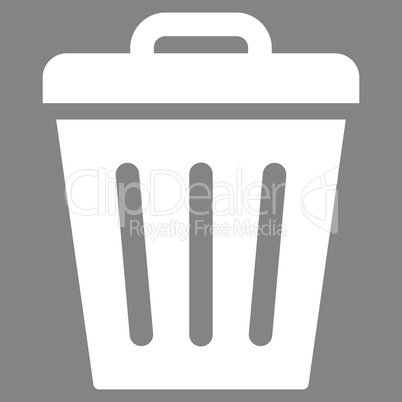 Trash Can flat white color icon