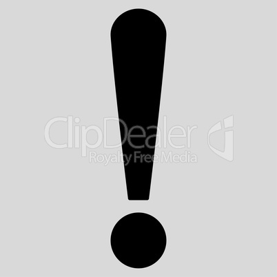 Exclamation Sign flat black color icon