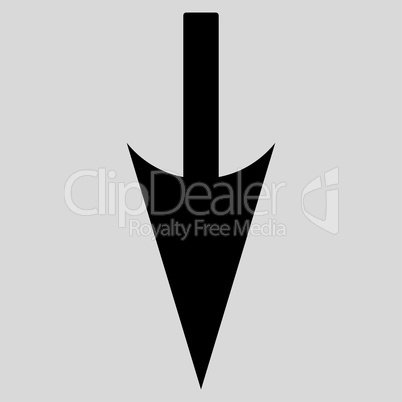 Sharp Down Arrow flat black color icon