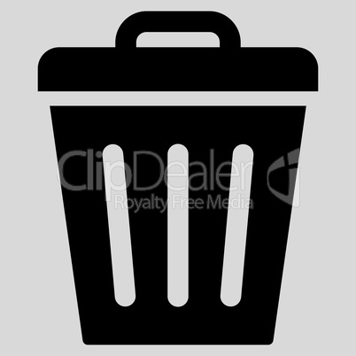 Trash Can flat black color icon