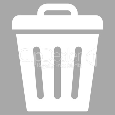 Trash Can flat white color icon