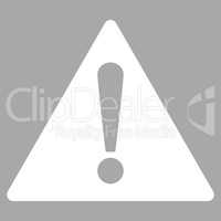 Warning flat white color icon