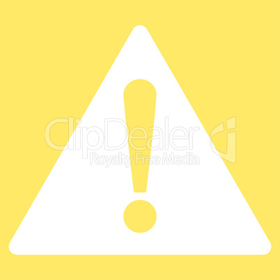 Warning flat white color icon