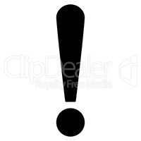 Exclamation Sign flat black color icon