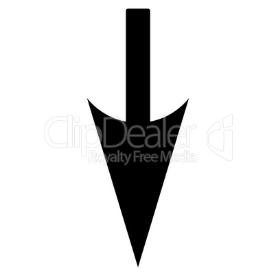 Sharp Down Arrow flat black color icon