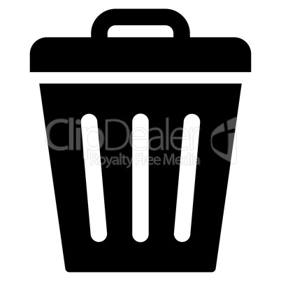Trash Can flat black color icon