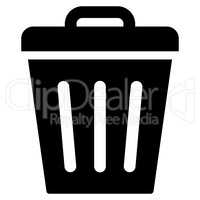 Trash Can flat black color icon