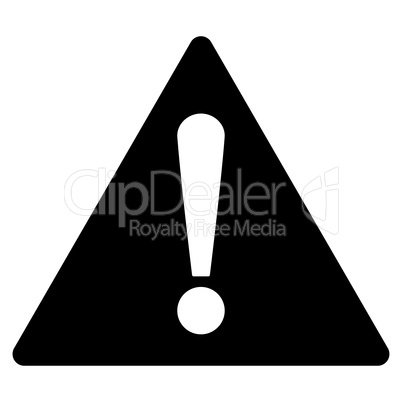 Warning flat black color icon