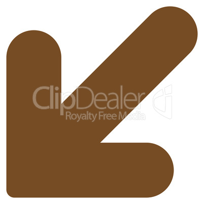 Arrow Down Left flat brown color icon