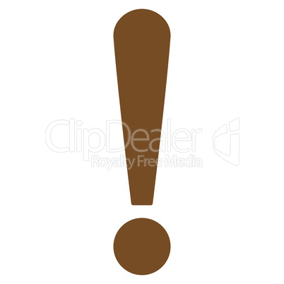 Exclamation Sign flat brown color icon
