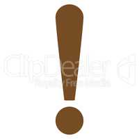 Exclamation Sign flat brown color icon