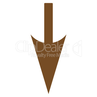 Sharp Down Arrow flat brown color icon