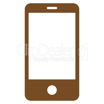 Smartphone flat brown color icon