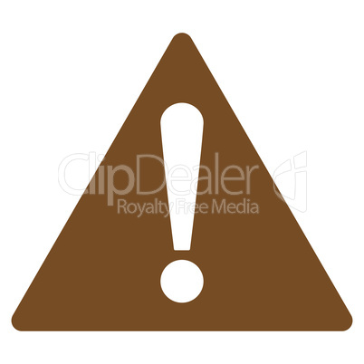 Warning flat brown color icon