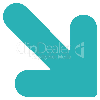 Arrow Down Right flat cyan color icon