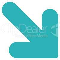 Arrow Down Right flat cyan color icon