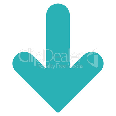 Arrow Down flat cyan color icon