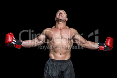 Boxer with arms outstretched