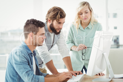 Business people working on computer