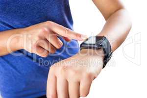 Woman using her new smartwatch