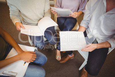 Low section of business people in meeting