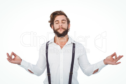 Hipster meditating arms outstretched