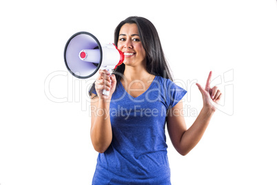 Woman using a megaphone to make her point
