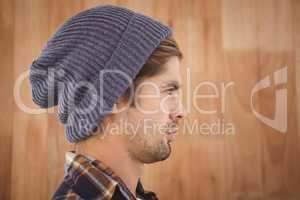 Profile view of confident hipster