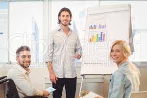 Business people with whiteboard during meeting