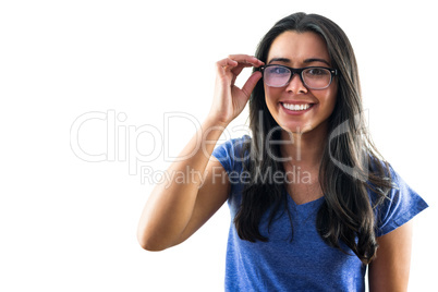 Nerdy woman wearing glasses