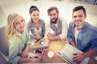 High angle portrait of happy business people High angle portrait of happy business people